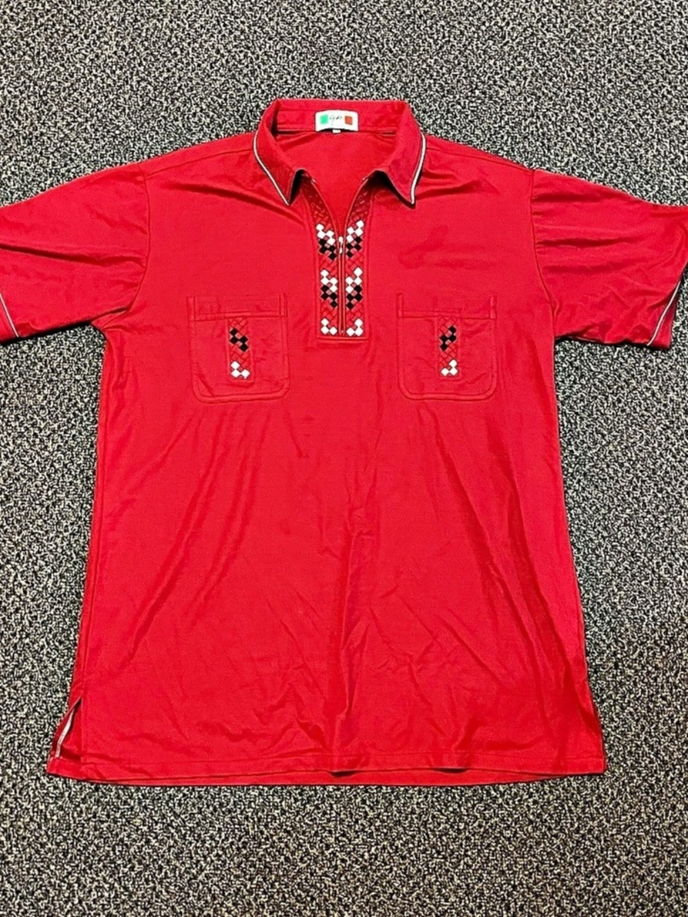 Geno Vintage Red Geometric Polo Like New